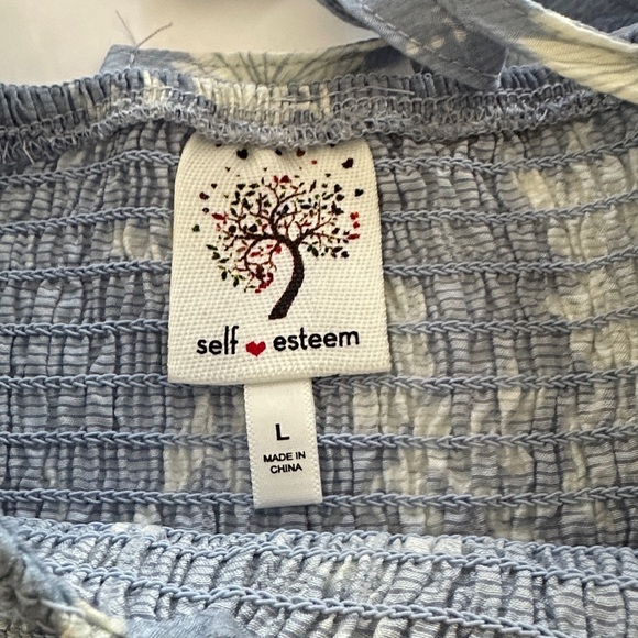 SELF ESTEEM || Light Blue Puff Sleeve Blouse. Sz. L - Picture 11 of 16